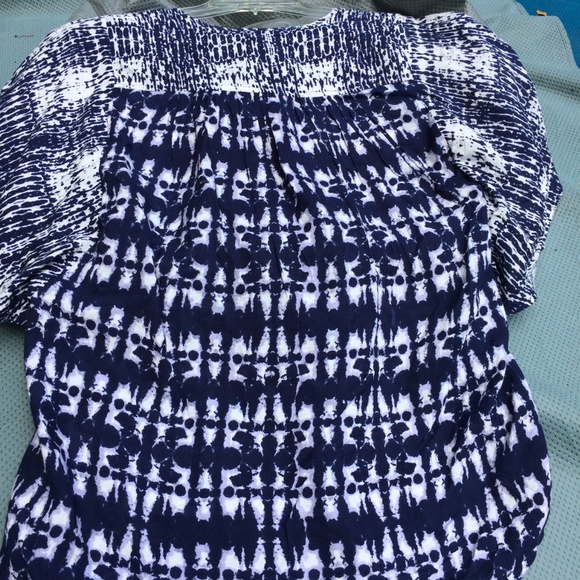 Indigo Shibori Pattern Boho Blouse EUC - Picture 3 of 4